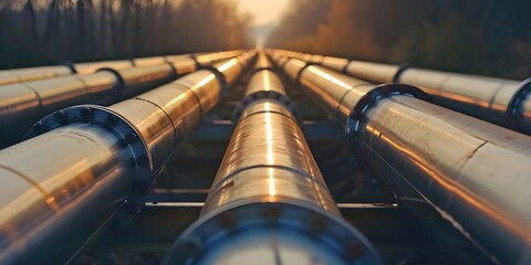 Transporting CO2 through industrial pipes for underground storage A crucial step for carbon sequestration and climate action. Concept Carbon Sequestration, Industrial Pipelines, CO2 Transportation