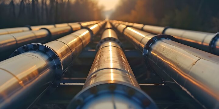 Transporting CO2 through industrial pipes for underground storage A crucial step for carbon sequestration and climate action. Concept Carbon Sequestration, Industrial Pipelines, CO2 Transportation