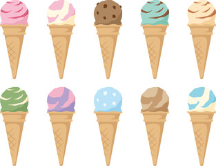コーンアイスセット ミックスフレーバー ice cream cone mix flavor