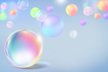 Beautiful crystal glass ball abstract bokeh with geometric circle soft light pastel on blue background for Graphic Business hitech technology digital design illustration web template backdrop bubbles