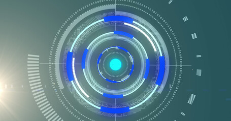 Image of processing circles and math formulas on grey background