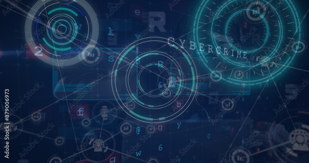 Poster image of digital circles and profile icons interconnecting with lines and text