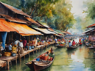 Obraz premium Thailand's floating market