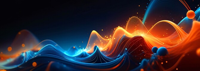 Obraz premium Digital science futuristic technology light rays stripes lines light background. AI generated, 3d Futuristic Cosmic Design. Technology Background. Visual Presentation on the Analysis of Big Data.