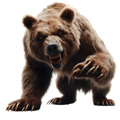 Fototapeta premium a scary looking bear, 3d rendering, isolated on transparent background