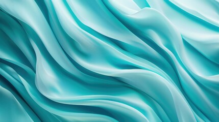 Obraz premium Soft folds of delicate blue silk fabric with gentle waves. Soft and elegant turquoise background.