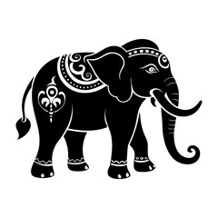 Obraz premium Elephant Ornament Silhouettes Collection