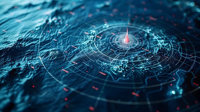Detailed Marine Radar Display Showcasing Weather Patterns and Ocean Conditions