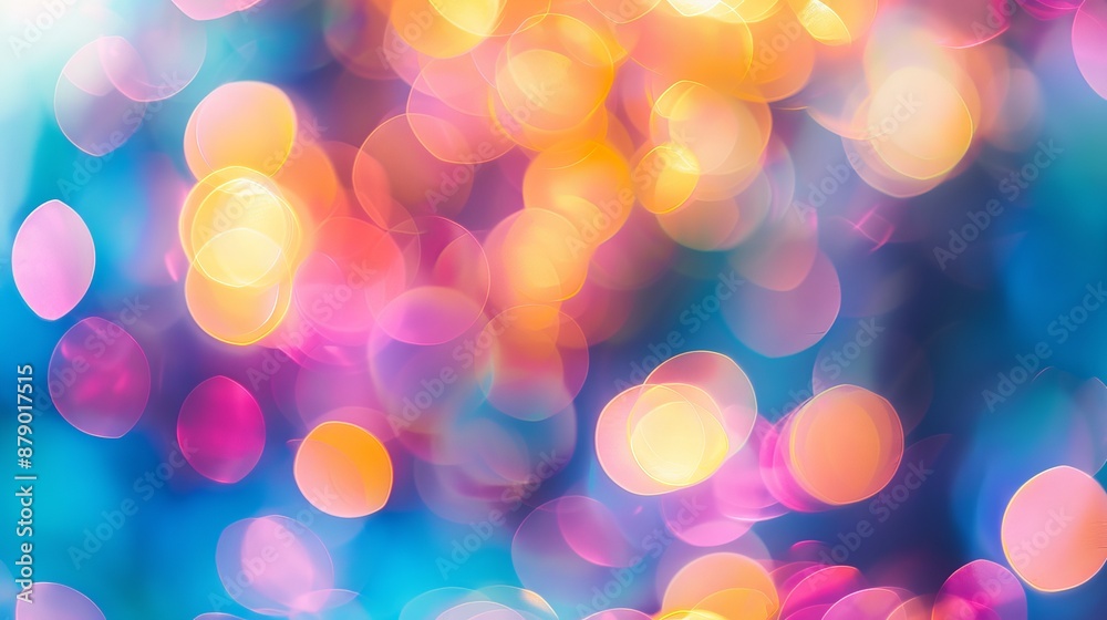 Wall mural a colorful light bokeh blurry background creates an abstract and mesmerizing image, blending vibrant