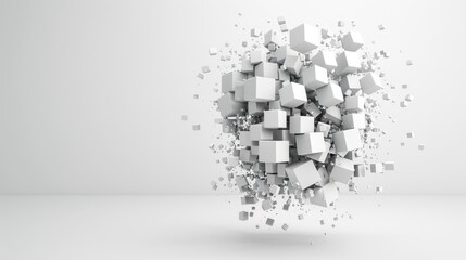 Fototapeta premium Minimalist 3D Cube Stack with 4K Detail on White Background, Generative Ai