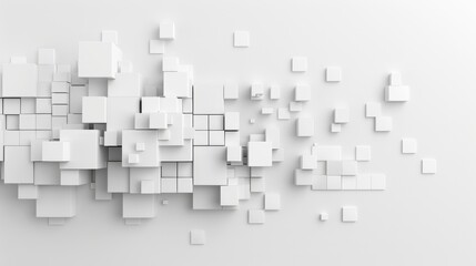 Fototapeta premium Minimalist 3D Floating Squares on White Background - Abstract Geometric Design, Generative Ai