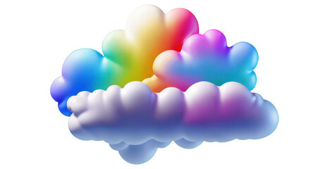 Obraz premium Colorful 3D clouds isolated on transparent background. Digital illustration for design and web.