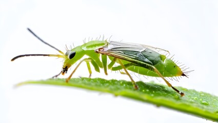 green shield bug, aphid on white background, aphid animal isolated on white