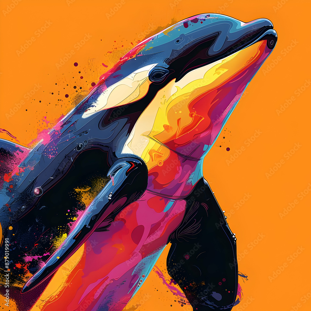 Poster colorful orca illustration