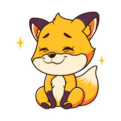 Cute Baby Fox Animal Mascot Cartoon Character Illustration with Smile Expression