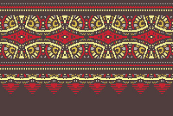 Geometric ethnic oriental ikat seamless pattern traditional Design for background,carpet,wallpaper,clothing,wrapping,Batik,fabric,Vector illustration.