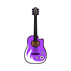 Guitar cartoon, digital art illustration.