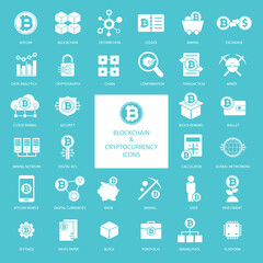 Blockchain And Cryptocurrency Bitcoin Icon Set