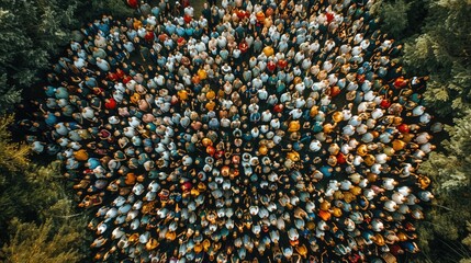 People from above look like colorful candies. AIG535