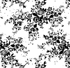 Naklejka premium black and white floral border