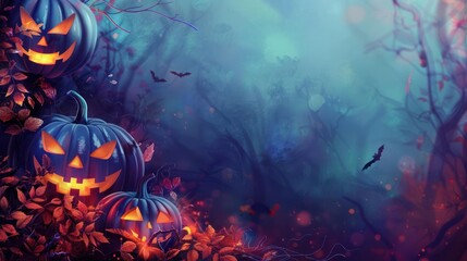 Fototapeta premium Whispering Woods Autumn Halloween Pumpkin Tableau