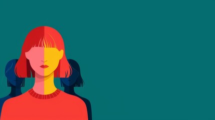 Mental health awareness, global perspective, copy space for text, focus cover all object, flat design illustration