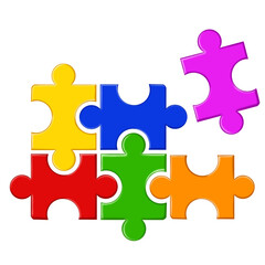 Obraz premium Puzzle compatible icon in flat style. Jigsaw agreement illustration ontrasparent isolated background. Cooperation solution business concept.