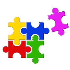 Obraz premium Puzzle compatible icon in flat style. Jigsaw agreement illustration ontrasparent isolated background. Cooperation solution business concept.