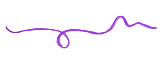 Purple pencil line drawing isolated on transparent background.