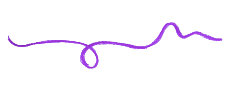 Purple pencil line drawing isolated on transparent background.
