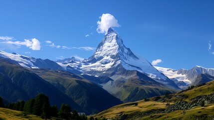 Majestic Matterhorn: Breathtaking View of the Iconic Mountain in Zermatt, Switzerland