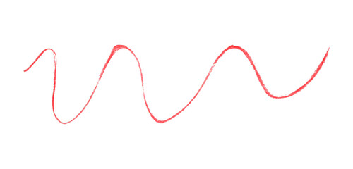 Red pencil line drawing isolated on transparent background.