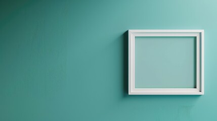 White Frame Mockup on Teal Textured Wall, White Frame, Teal Wall