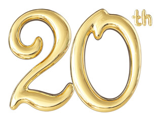 20th Anniversary Gold Number 3D