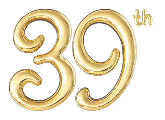 39th Anniversary Gold Number 3D