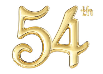 54th Anniversary Gold Number 3D