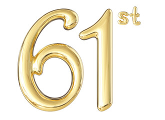 61st Anniversary Gold Number 3D