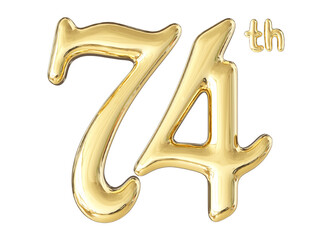74th Anniversary Gold Number 3D