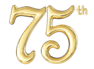 75th Anniversary Gold Number 3D