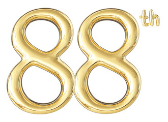 88th Anniversary Gold Number 3D
