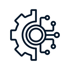 Obraz premium Concept digital technologies, transformation. Vector linear icon isolated on white background.