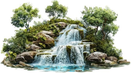 Obraz premium Waterfall Oasis Surrounded by Lush Greenery