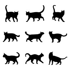 Cat silhouette set vector illustration