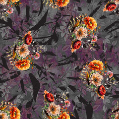 
Seamless Floral Pattern, Abstract Design, Watercolor, Allover, Digital, Floral
