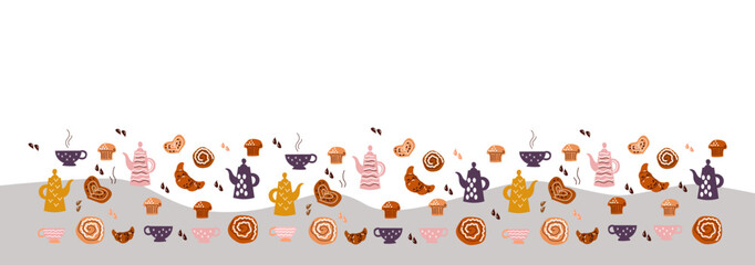 Tea party, afternoon snak , pasrty or cafe themed concept background.