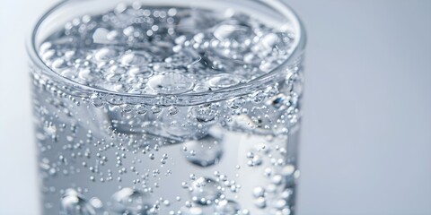 Bubbles Adhere to the Glass of Sparkling Water. Concept Food Photography, Drink Ads, Bubble Photography
