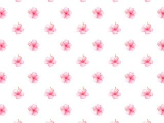 watercolor hibiscus seamless pattern, tropical flowers. Background