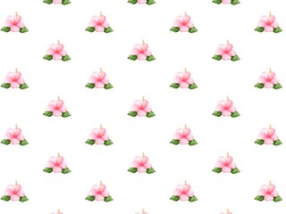 watercolor hibiscus seamless pattern, tropical flowers. Background