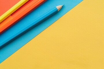 Colorful pencils on a dual-tone background