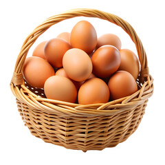 Eggs in a basket Isolated on white background